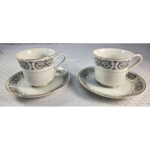 Vintage Teacup & Saucer Carlton Fontaine 4 Pc Set Fine China Japan
